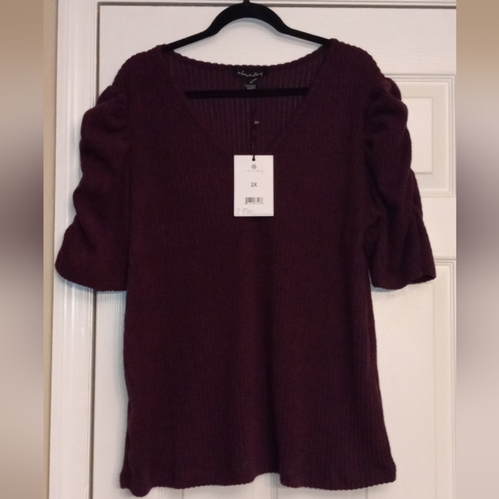 BRAND NEW- Burgundy/Wine Puff Sleeve  Sweater